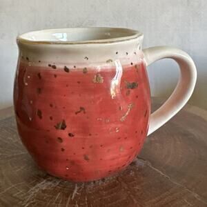 TERRAMOTO CERAMIC Mug Red Glazed Metallic Gold Flecked Cup Coffee Rustic Kitchen